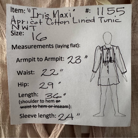 “Iris Maxi” Apricot Peasant Tunic Top NWT - Picture 11 of 12